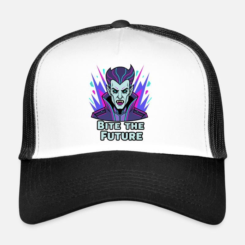 Bite the Future: Neon Vampire Trucker Cap