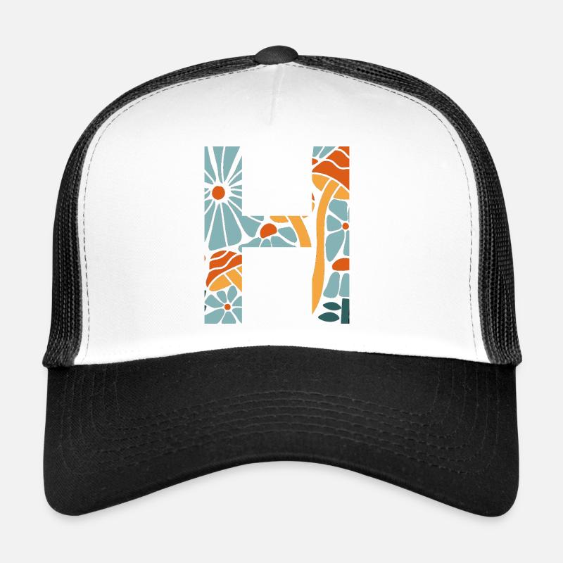Lettre h fleurs groovy idée cadeau  Casquette trucker 