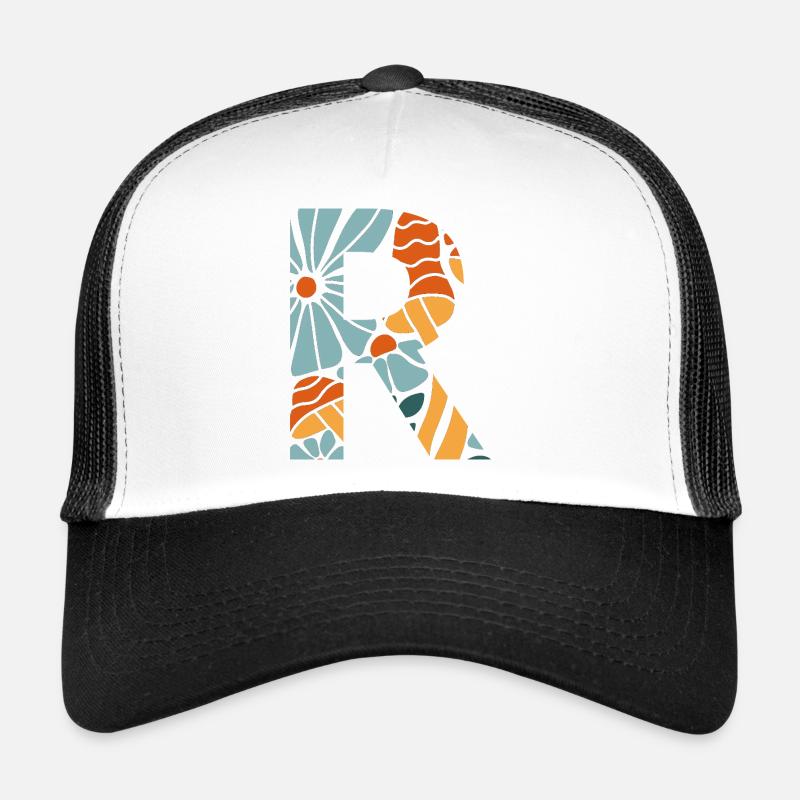 Letter r groovy flowers gift idea Trucker Cap