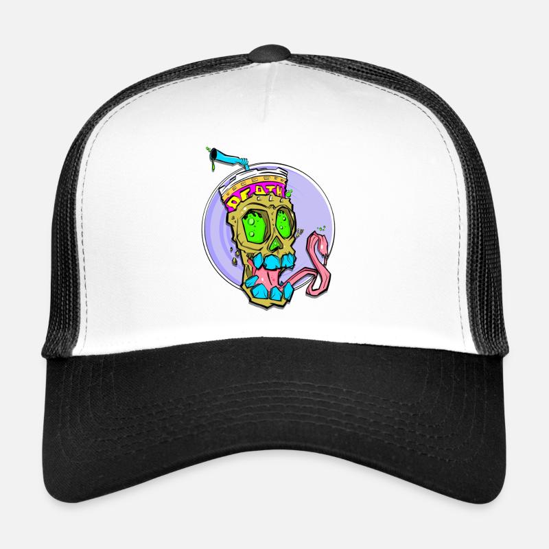 Crâne néon avec choc de couleur Casquette trucker 