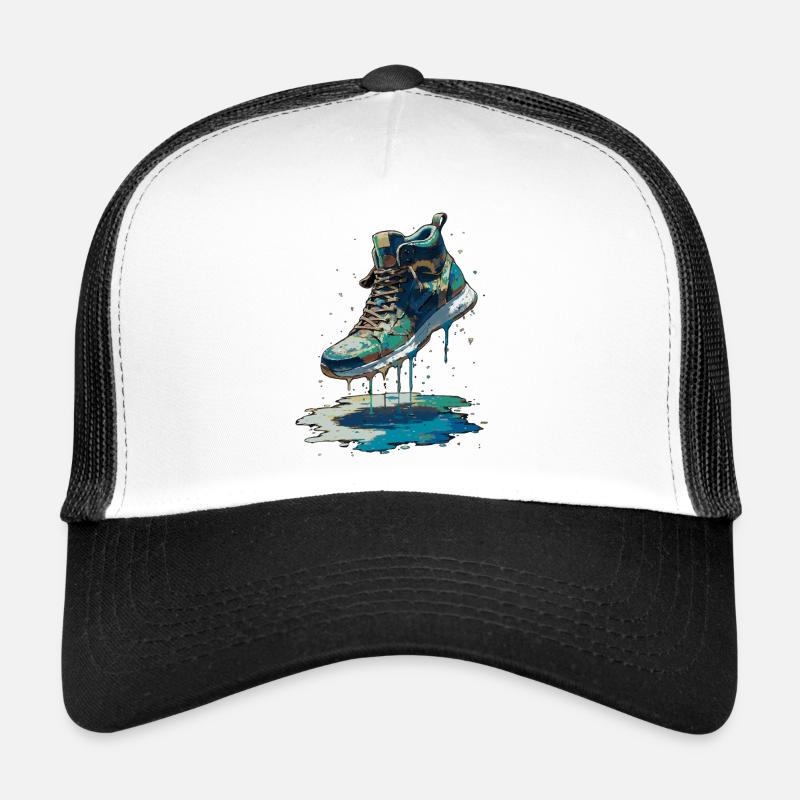Bunter Streetart-Sneaker - Trucker Cap - Weiß/Schwarz