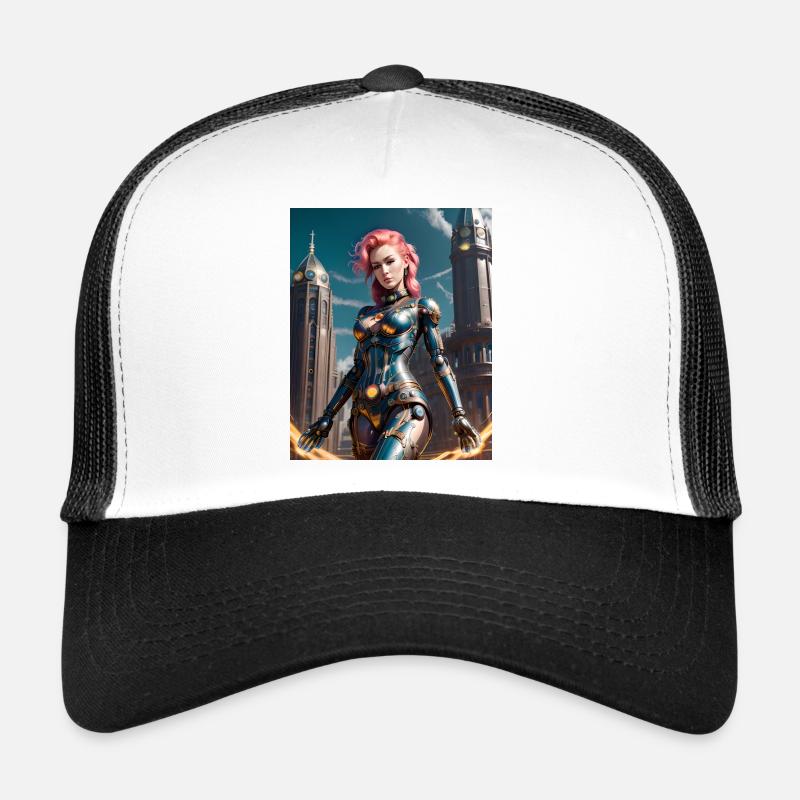 In einem Metallanzug – GBC Sci-Fi-Kriegerin - Trucker Cap - Weiß/Schwarz