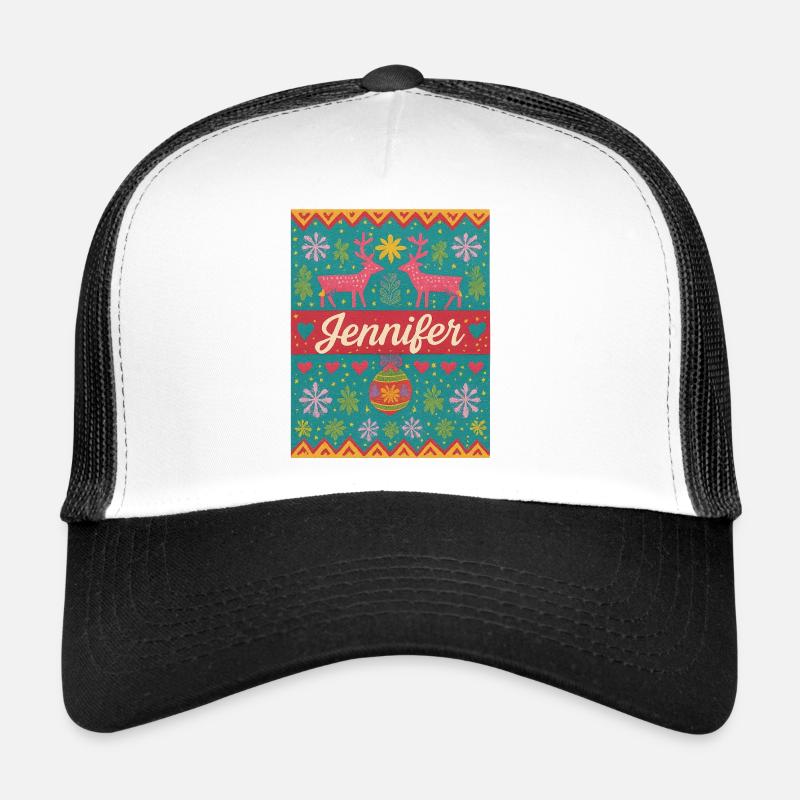 Festive Name Jeniffer Ugly Chrismas Style, Xmas  Trucker Cap