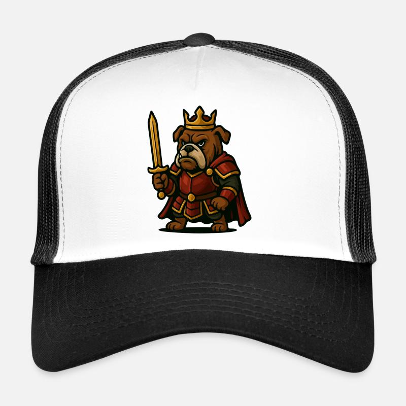 Roi guerrier bouledogue avec épée Fantasy Graphique Casquette trucker 