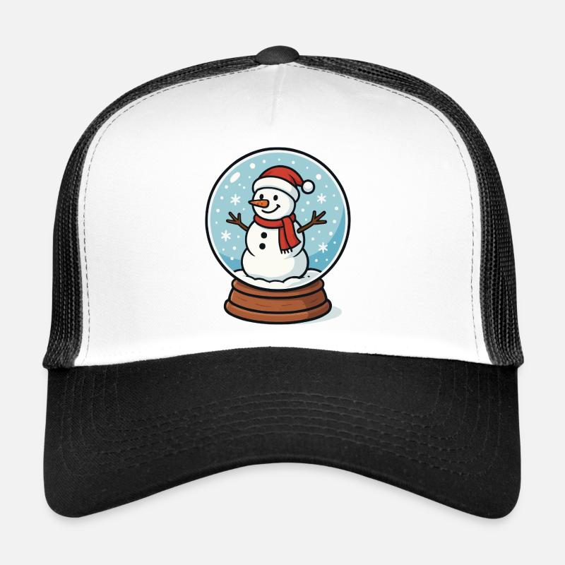 Schneekugel Schneemann - Trucker Cap - Weiß/Schwarz
