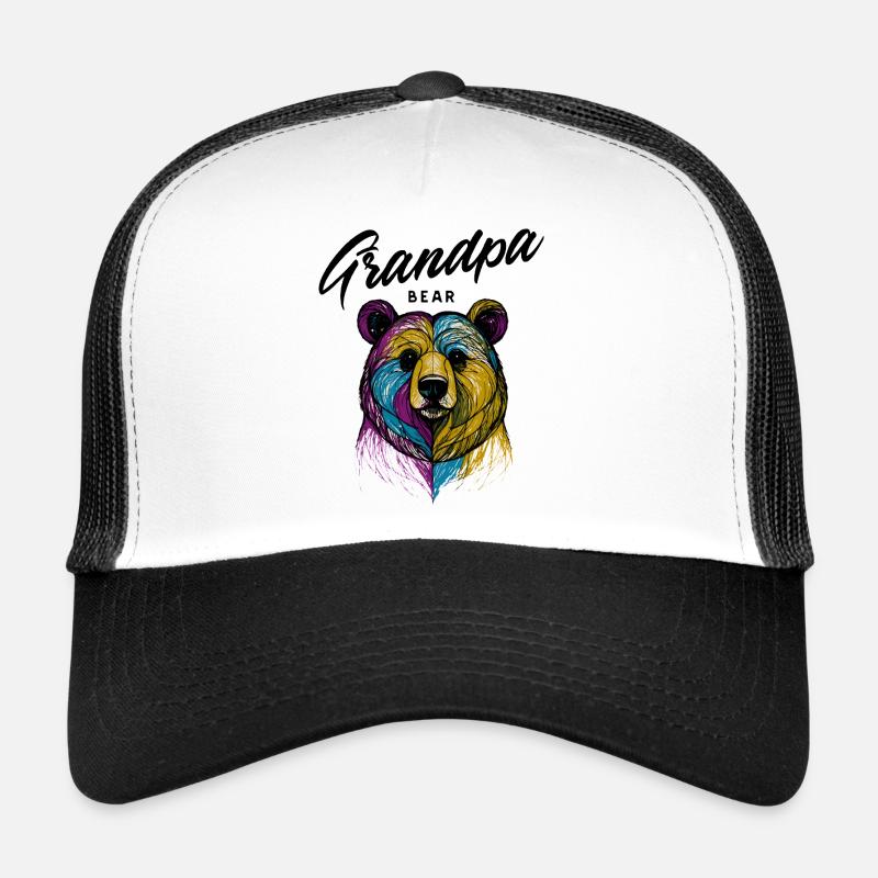 Rainbow Bear Split Grandpa Bear Trucker Cap