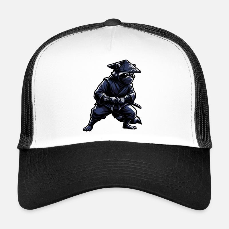 Ninja raccoon with katana - Trucker Cap - white/black