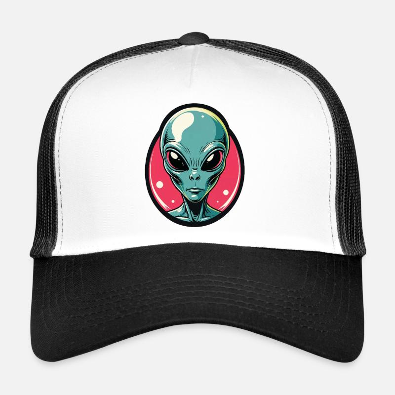 Portrait néon de tête d’extraterrestre Casquette trucker 