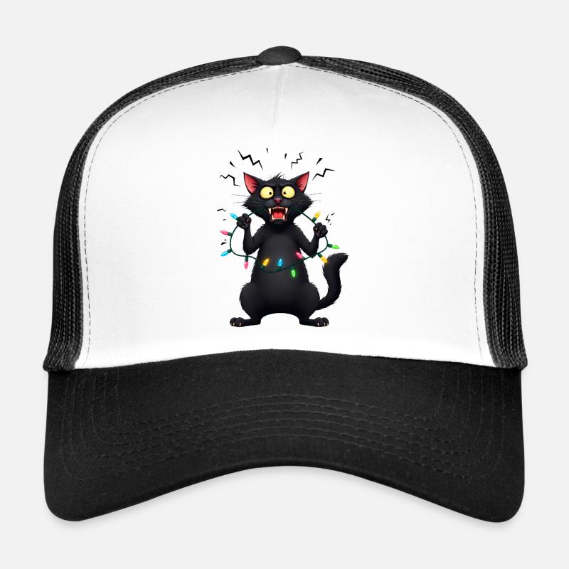 Vilain chat méchant Lumières de Fée de Noël Drôle Casquette trucker 