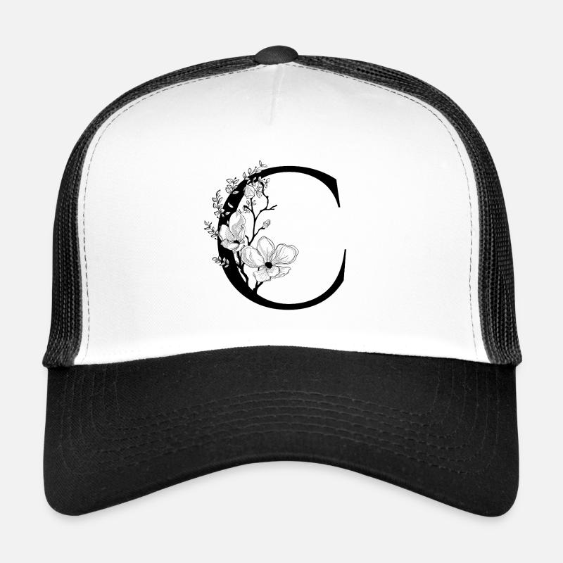 alphabet C - Casquette trucker  - blanc/noir