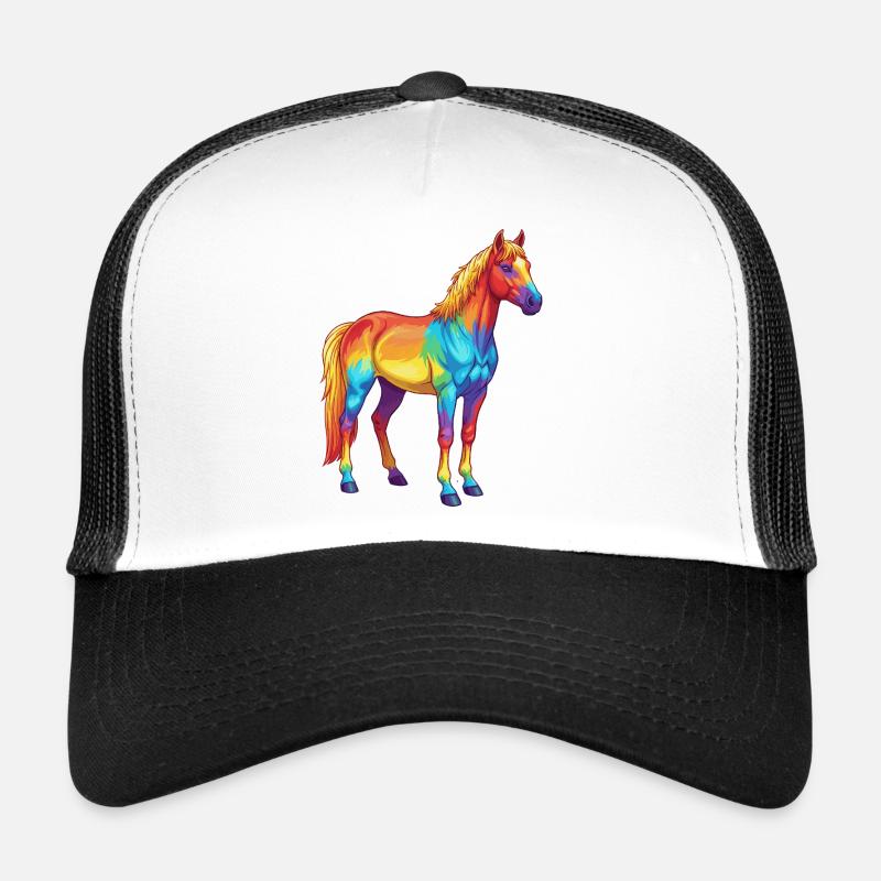Buntes Pferderegenbogen-Pop-Art-Aquarell Trucker Cap
