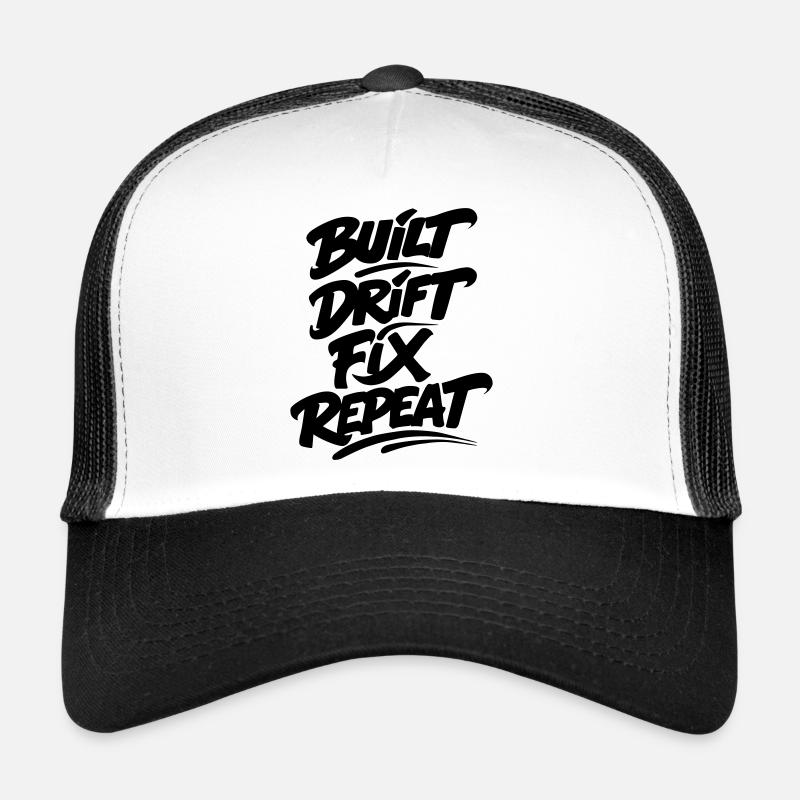 Build Drift Fix Repeat v2 - Casquette trucker  - blanc/noir