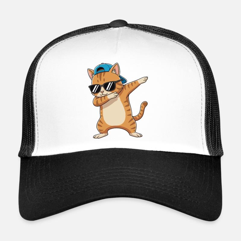 Dessin animé de lunettes de soleil pour chat à faire du dabing Casquette trucker 