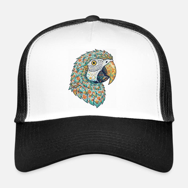 Bunter Blumenpapageienkopf Trucker Cap