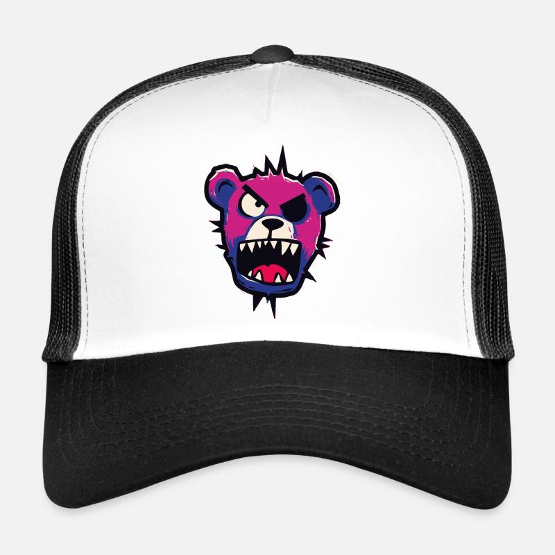 Kleine Monster: Neonfarbener wütender Teddybär Trucker Cap
