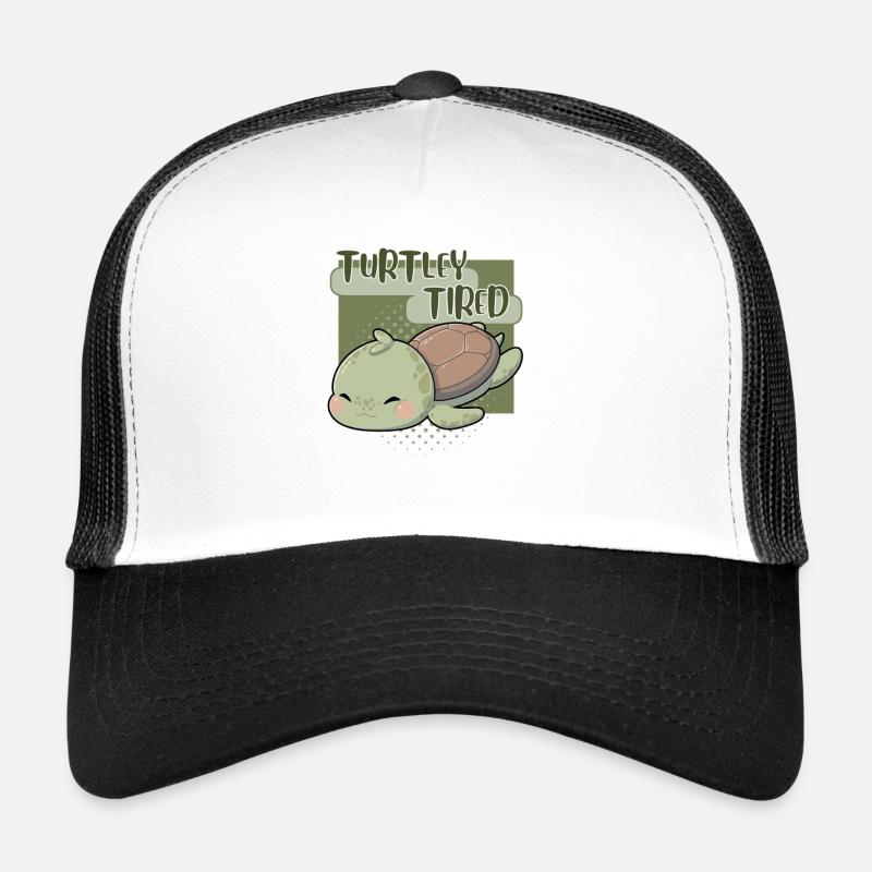 Turtley Tired – Müde Schildkröte - Trucker Cap - Weiß/Schwarz