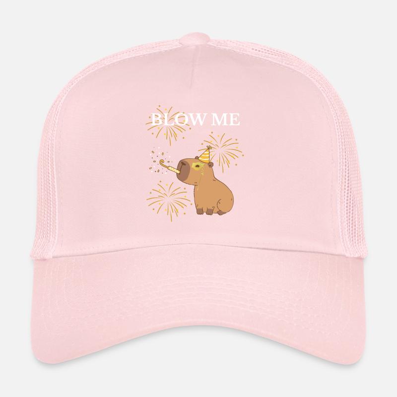 Blow Me Capibara and Fireworks Trucker Cap