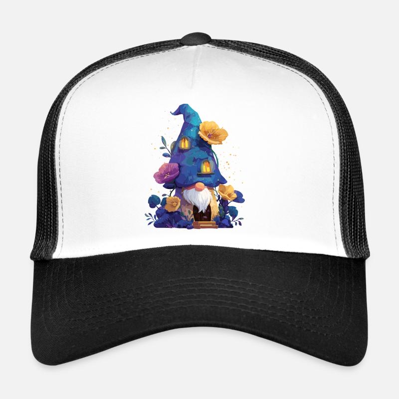 Gnome bleu dans la Maison des Fleurs Casquette trucker 