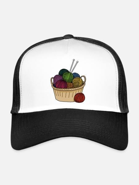 Knitting Colored Balls of Wool - Trucker Cap - white/black - Front