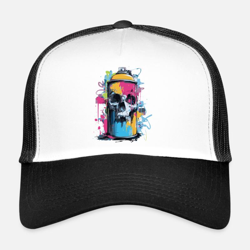 Skull Graffiti Spray Can Trucker Cap