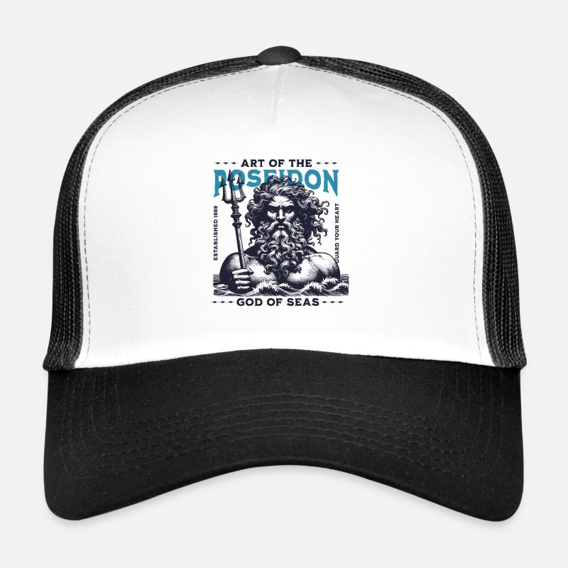 Poseidon Meeresgott  - Trucker Cap - Weiß/Schwarz