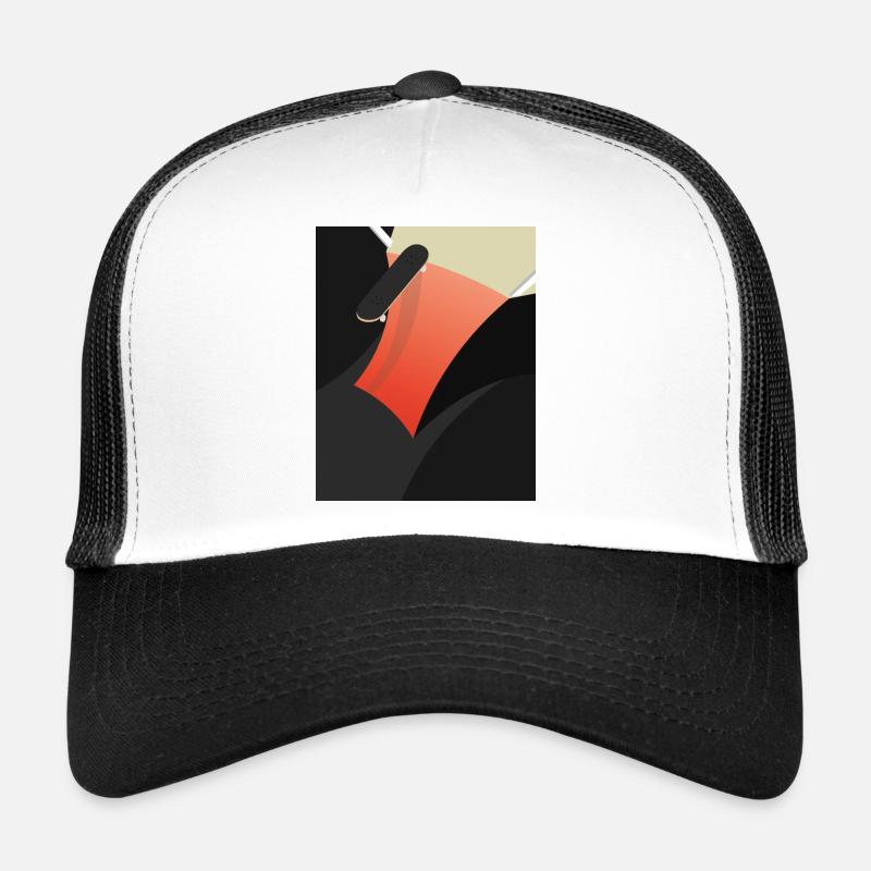Abstract Red Skateboard - Trucker Cap - Weiß/Schwarz