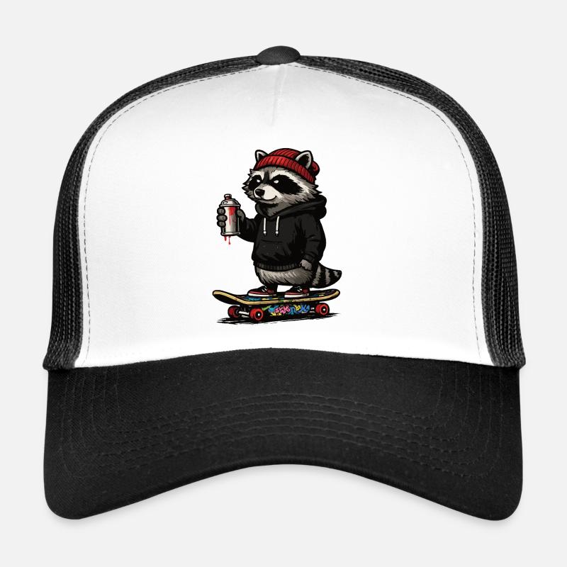 Raccoon Skate Graffiti Trucker Cap