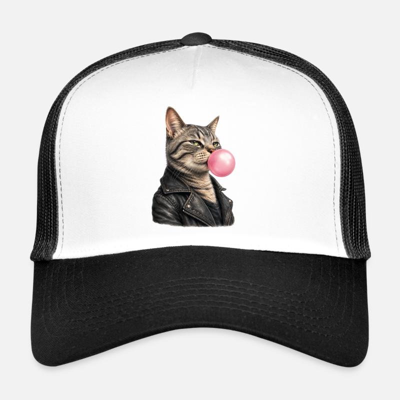 Cool cat with leather jacket Trucker Cap