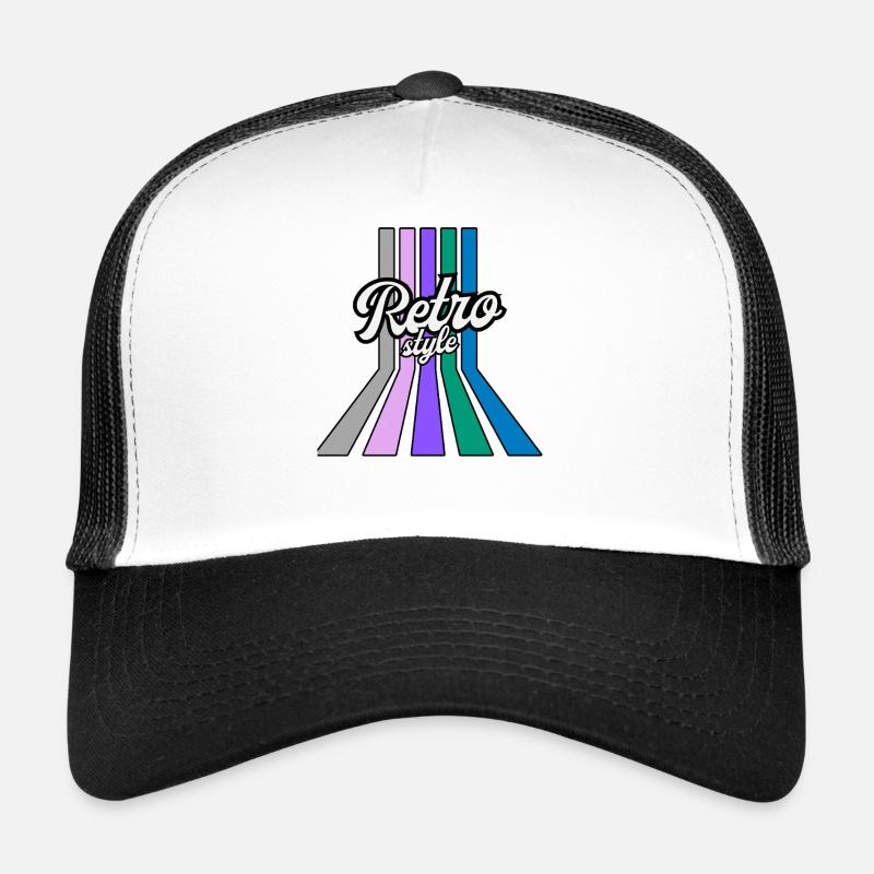 StyleRétro Rayures Multicolores - Casquette trucker - blanc/noir