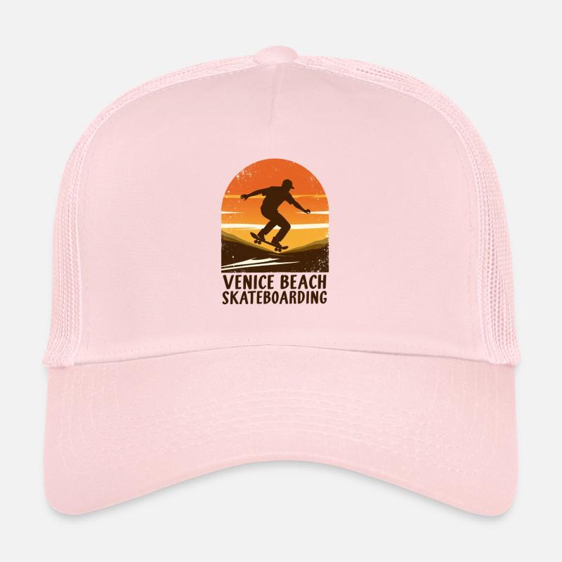 Skateboard au coucher du soleil à Venice Beach Casquette trucker 