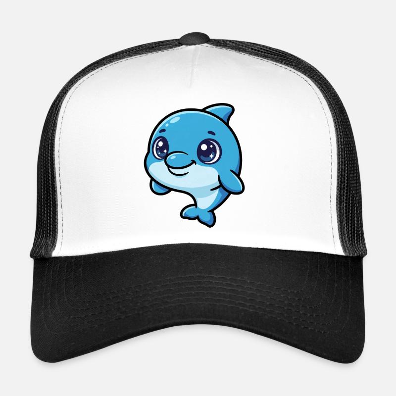Dessin animé Dauphin Rieur Bleu Casquette trucker 