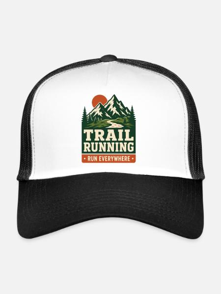 Course en sentier - Courez partout - Casquette trucker  - blanc/noir - Devant