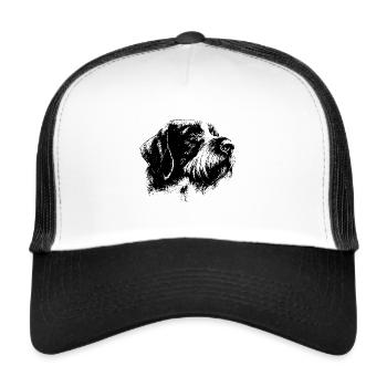 Deutsch Drahthaar Hund Hundekopf retro - Trucker Cap - Weiß/Schwarz - Vorne