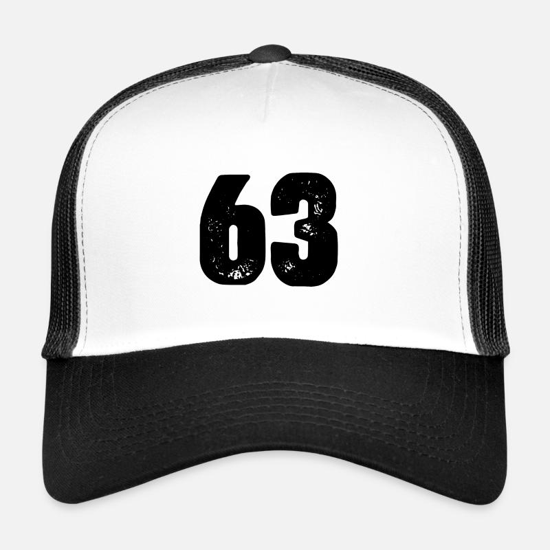 63 Zahl Trikot - Trucker Cap - Weiß/Schwarz
