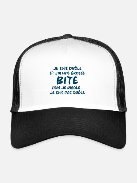 Je suis drôle et j'ai une grosse bite cadeau - Casquette trucker  - blanc/noir - Devant