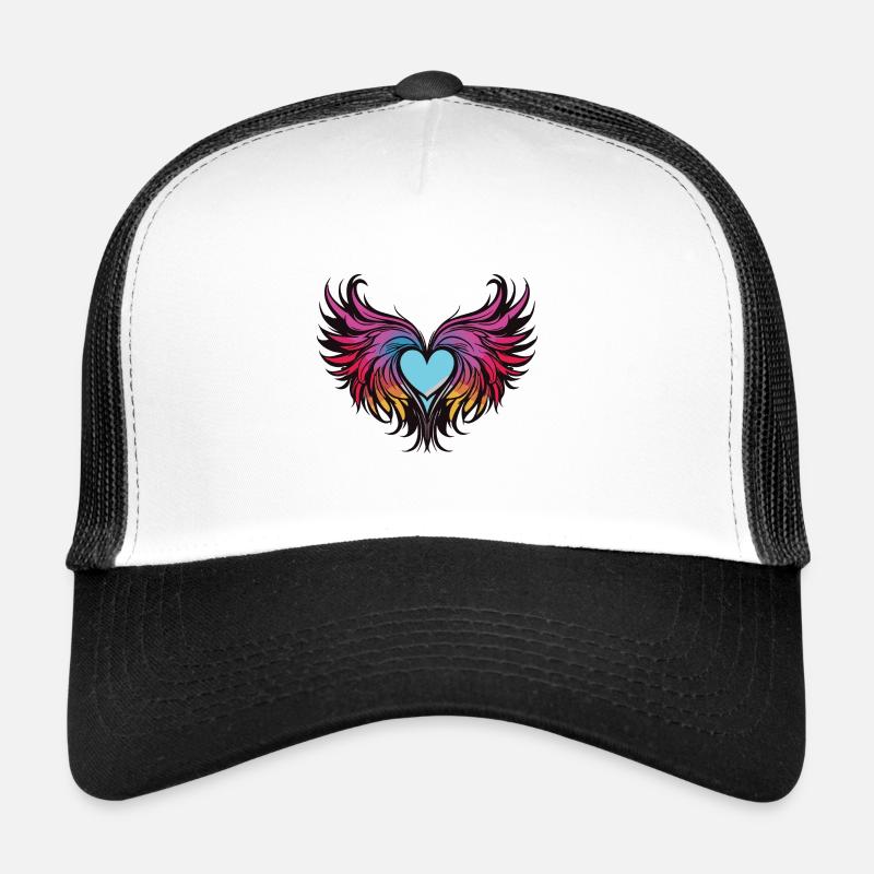 Herz Flügel Engel Liebe - Trucker Cap - Weiß/Schwarz