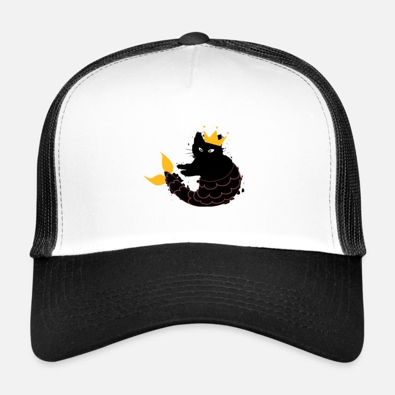 Meerjungfrau Katze Meerkatze Kitten Geschenk - Trucker Cap - Weiß/Schwarz