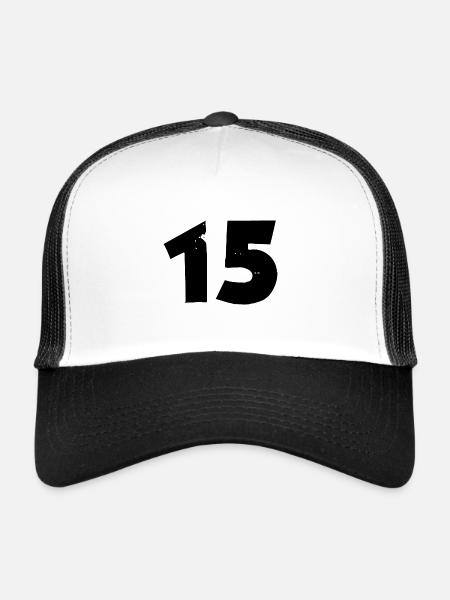 15 Nombre - Casquette trucker  - blanc/noir - Devant