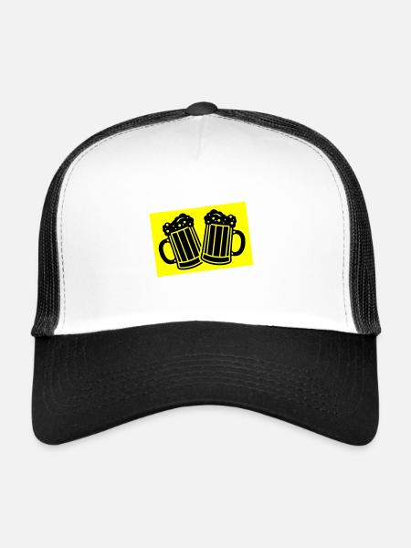 Symbole de boire de la bière - Casquette trucker  - blanc/noir - Devant