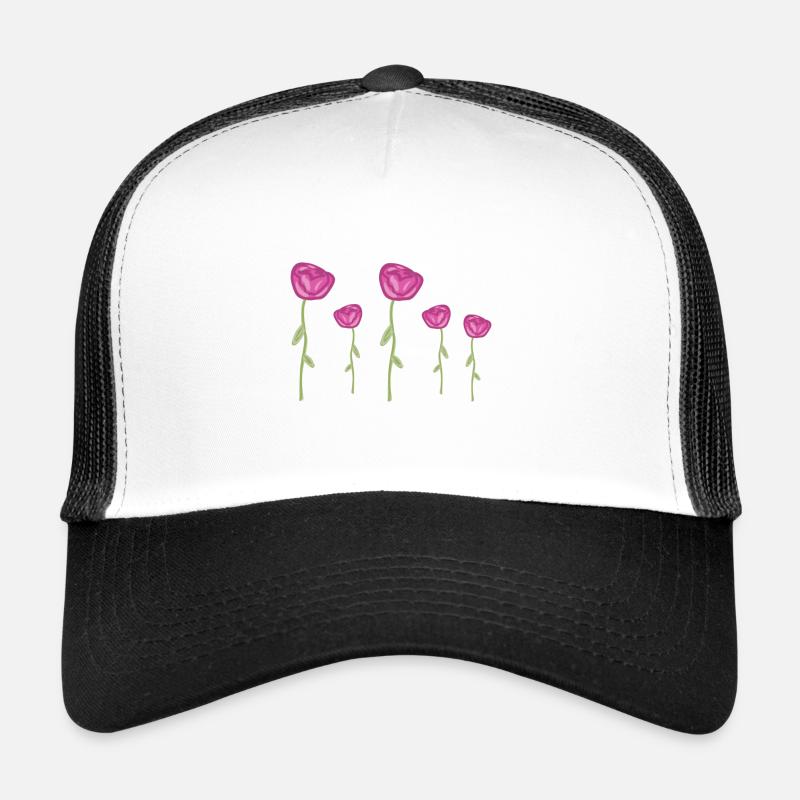roses rose fleurs fleur plante - Casquette trucker  - blanc/noir