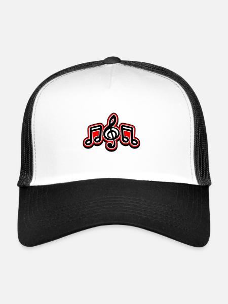 Clé de symbole de musique - Casquette trucker  - blanc/noir - Devant