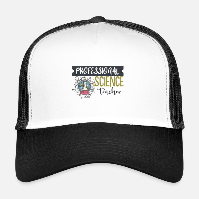 Professeur de science - Casquette trucker  - blanc/noir