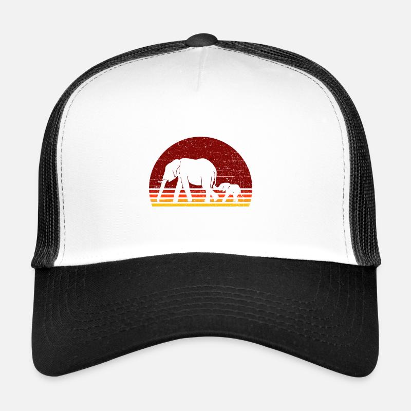 Éléphant - Casquette trucker  - blanc/noir