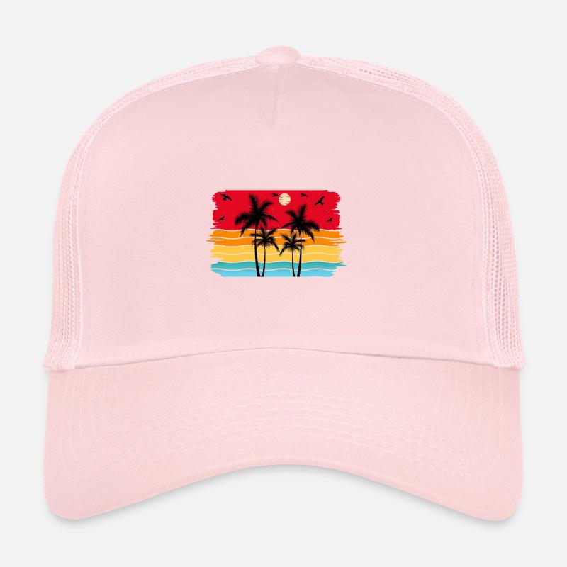 Sunset beach summer gift beach retro Trucker Cap
