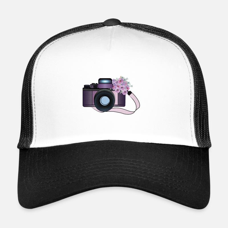 CAMARA CON FLORES - Casquette trucker  - blanc/noir
