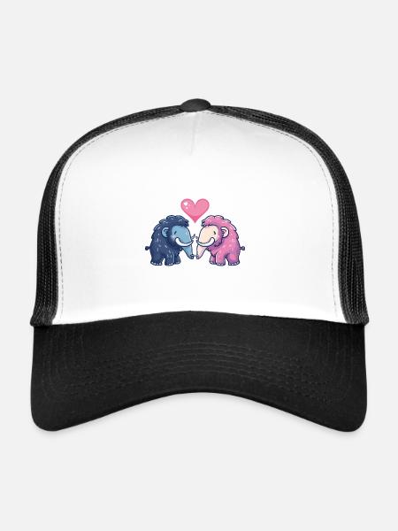 Mammouth Bande Dessinée Couple Amour - Casquette trucker  - blanc/noir - Devant