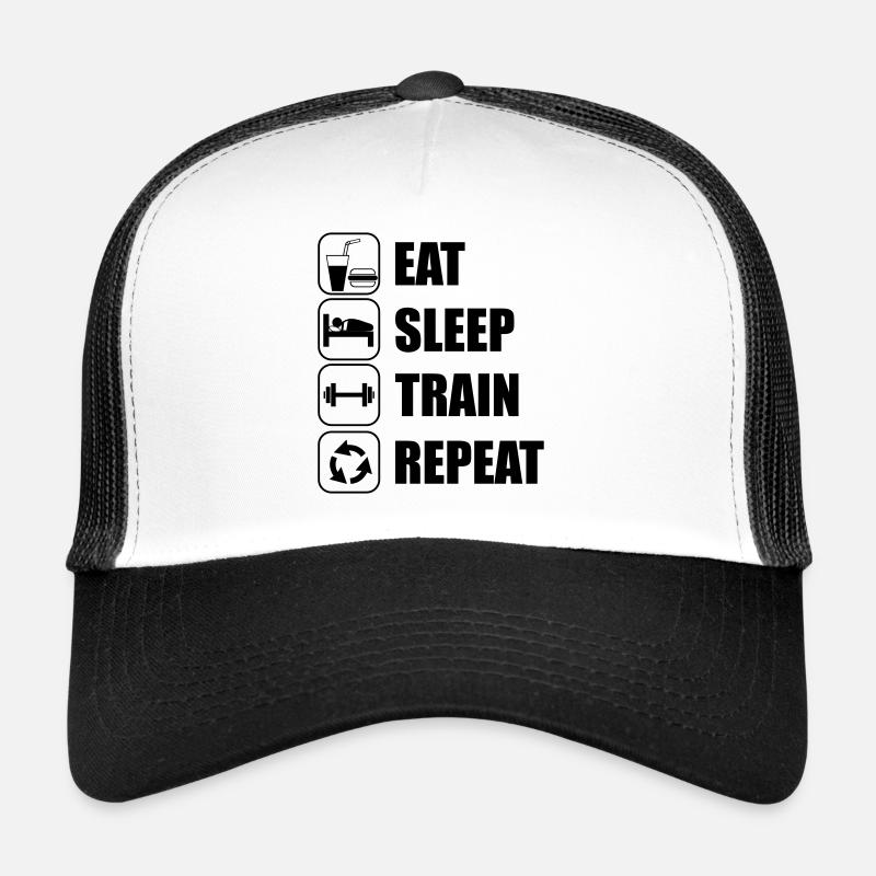 Eat Sleep Train Repeat - Trucker Cap - Weiß/Schwarz