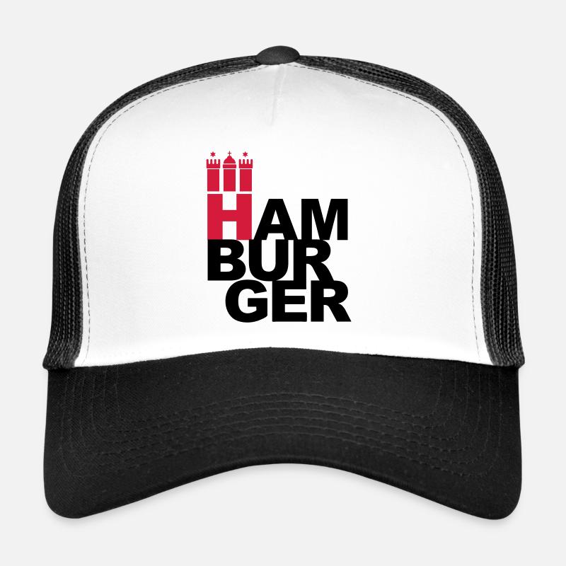 HAMBURGER 2c Hamburg Wappen - Trucker Cap - Weiß/Schwarz