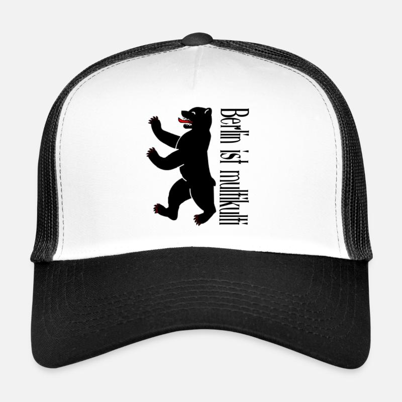 Berlin ist multikulti, Geschenkidee - Trucker Cap - Weiß/Schwarz