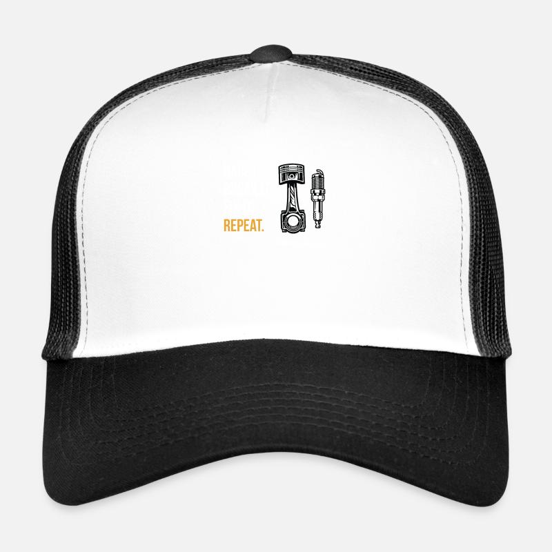 Race It. Break It. Fix It. Repeat. Motor racing Trucker Cap